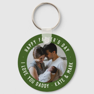 Green Happy Father's Day Love You Daddy写真 キーホルダー