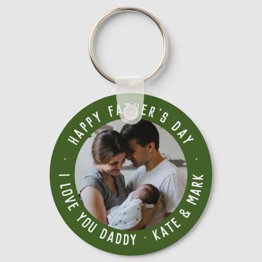 Green Happy Father's Day Love You Daddy写真 キーホルダー (正面)