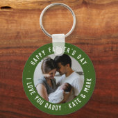 Green Happy Father's Day Love You Daddy写真 キーホルダー (正面)