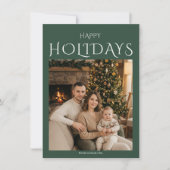 Green Happy Holidays Family Photo Christmas Card シーズンカード (正面)