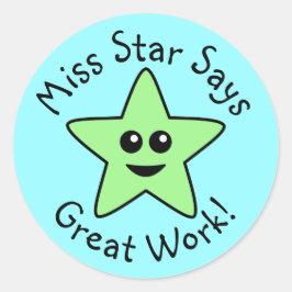 Green Happy Star 素晴らし Workスタンプ ラウンドシール