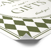 Green Harlequin Checkered Cards and Gifts Sign ポスター (角)