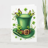 Green Hat Butterflies Scene Card カード (正面)