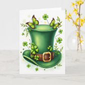 Green Hat Butterflies Scene Card カード (黄色い花)