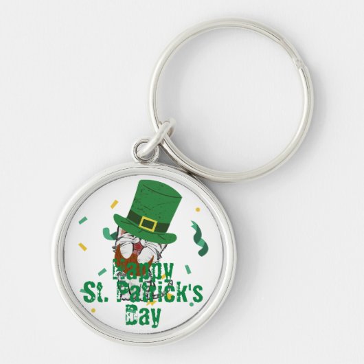 Green hat lucky Shamrock  St. Patrick's Day キーホルダー (正面)