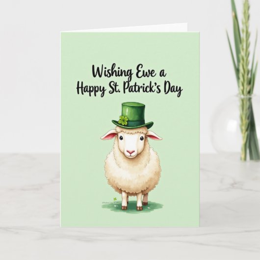 Green Hat Sheep Happy St Patricks Card カード (正面)