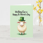 Green Hat Sheep Happy St Patricks Card カード (黄色い花)