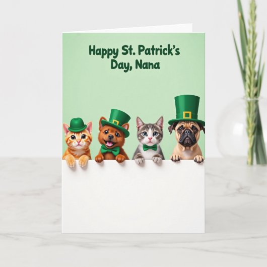Green Hats Pets St Patricks Day Card カード (正面)