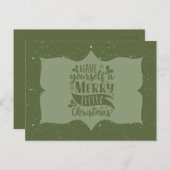 Green Have Yourself A Merry Little Christmas Scrip ポストカード (正面/裏面)