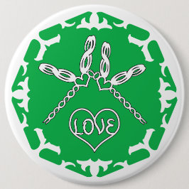 Green Heart Chakra "Love" Dragonflies White BG 缶バッジ