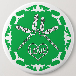 Green Heart Chakra "Love" Dragonflies White BG 缶バッジ