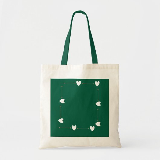 Green Heart Frame Tote Bag – Minimal Love Style トートバッグ (正面)