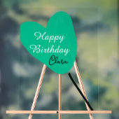 Green heart happy birthday white black balloon kid アクリルサイン (ニュートラル)
