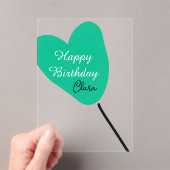 Green heart happy birthday white black balloon kid アクリル招待状 (インサイチュ (ポータブル))