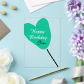 Green heart happy birthday white black balloon kid アクリル招待状 (インサイチュ (ウェディング))