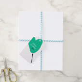 Green heart happy birthday white black balloon kid ギフトタグ (より糸付き)