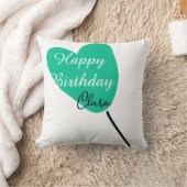 Green heart happy birthday white black balloon kid クッション (ブランケット)
