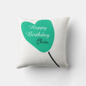 Green heart happy birthday white black balloon kid クッション (裏面)