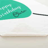 Green heart happy birthday white black balloon kid シェルパブランケット (3/4)