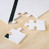 Green heart happy birthday white black balloon kid ジグソーパズル (側面)