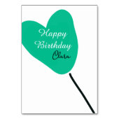 Green heart happy birthday white black balloon kid テーブルナンバー (裏面)