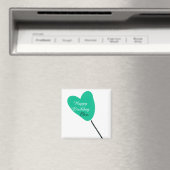 Green heart happy birthday white black balloon kid マグネット (インサイチュ (食洗機))