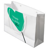 Green heart happy birthday white black balloon kid ラージペーパーバッグ (正面アングル)