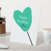 Green heart happy birthday white black balloon kid 台座サイン (インサイチュ)