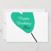 Green heart happy birthday white black balloon kid 招待状 (裏面)