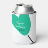 Green heart happy birthday white black balloon kid 缶クーラー (缶正面)