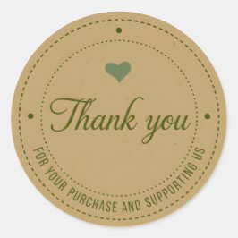 Green Heart Thank You Business Sticker ラウンドシール