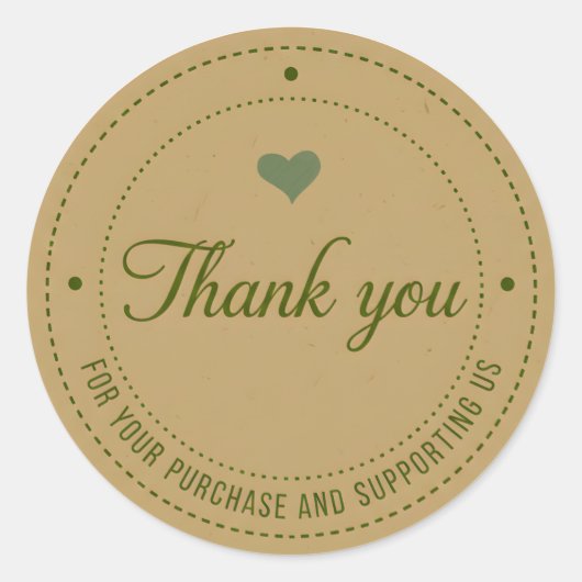 Green Heart Thank You Business Sticker ラウンドシール (正面)