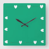 Green Heart Wall Clock – Minimal Aesthetic Home  スクエア壁時計 (正面)