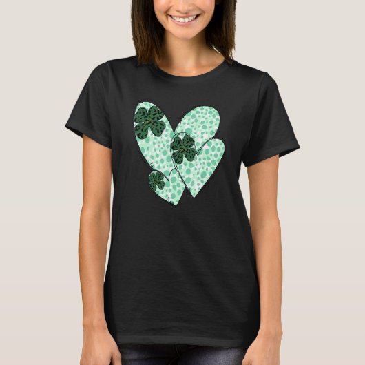 Green Hearts Lover Shamrock Irish Leprechaun St Pa Tシャツ (正面)
