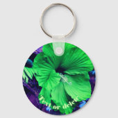 Green Hibiscus Abstract Flower Personalized キーホルダー (裏面)