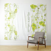 Green Hibiscus & Swallows Floral Wedding Backdrop タペストリー (インサイチュ(横))