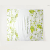 Green Hibiscus & Swallows Floral Wedding Backdrop タペストリー (正面(横))