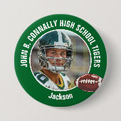 Green High School Football Player Photo Large Brag 缶バッジ (正面)