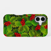 Green Holly with Red Berries Phone Case iPhone 16ケース (裏面横)