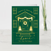 Green Home for the Holidays Realtor Christmas Gold 箔シーズンカード (正面)
