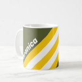 Green Honey Nostalgic Stripes with Name コーヒーマグカップ (正面左)