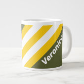 Green Honey Nostalgic Stripes with Name ジャンボコーヒーマグカップ (正面右)