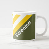 Green Honey Nostalgic Stripes with Name ジャンボコーヒーマグカップ (右)