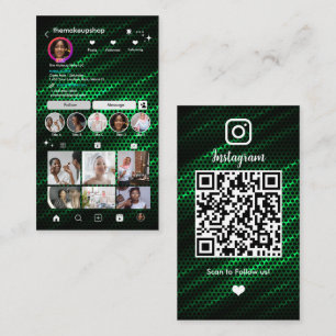 Green Honeycomb Instagram ソーシャルメディアQR 名刺