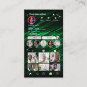 Green Honeycomb Instagram ソーシャルメディアQR 名刺 (正面)