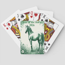 Green Horse Toile de Jouy Customized Playing Cards トランプ