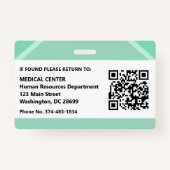 Green Hospital Doctor Nurse Care Security Photo ID バッジ (裏面)