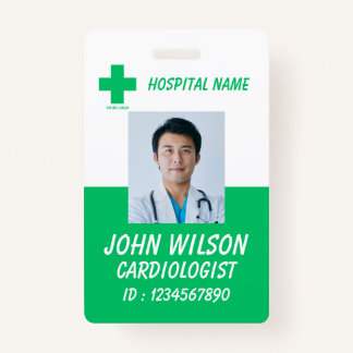 Green Hospital Employee Name ID Badge バッジ