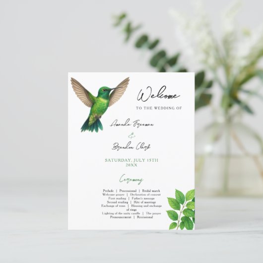 Green Hummingbird Leafy Botanical Border Wedding (スタンド正面)