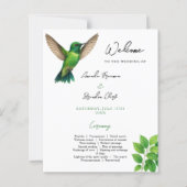 Green Hummingbird Leafy Botanical Border Wedding (正面)